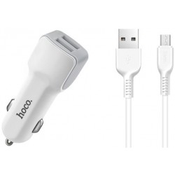 АЗП Hoco Z23 (2USB, 2.4A) white + cable