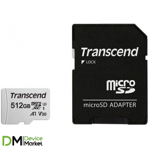 Карта памяти Transcend microSD 512GB 300S + адаптер