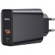 Сетевое зарядное устройство Baseus Speed Dual QC3.0 Quick charger U+U 30W EU Black - Фото 1