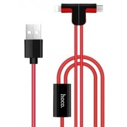 USB кабель Lightning HOCO-X12 1m Red + microUSB