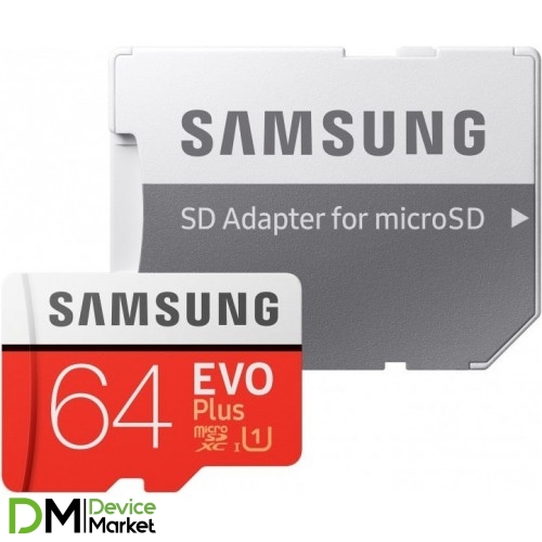 Карта памяти Samsung microSDXC 64GB EVO PLUS (R100, W20MB/s) + ad