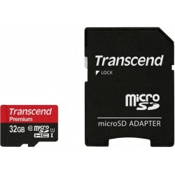 Карта памяти TRANSCEND microSDHC 32 GB Class 10 + SD adapter