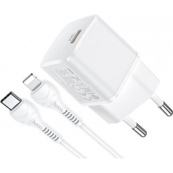Сетевое зарядное устройство HOCO N10 Starter USB-C + Кабель Type-C-Lightning White
