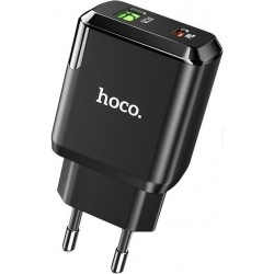 Мережевий зарядний пристрій Hoco N5 Favor Dual Port PD20W+QC3.0 Charger Black