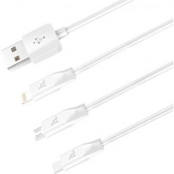 USB кабель Hoco X1 Apple+Micro+Type-C 1M White