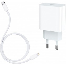 Сетевое зарядное устройство Jellico AK180 USB-C 20W + Type-C to Lightning cable White
