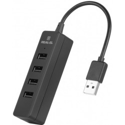 USB HUB REAL-EL HQ-154 4xUSB Black (EL123110007)