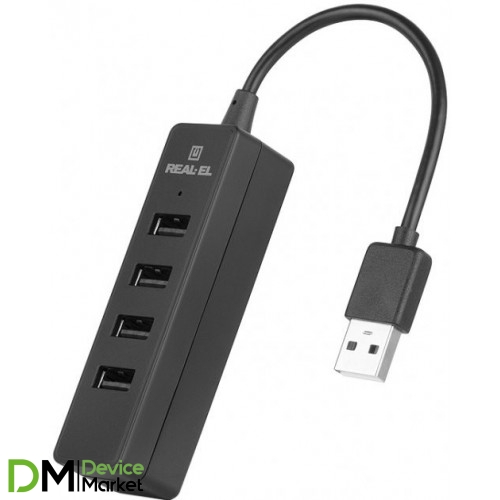 USB HUB REAL-EL HQ-154 4 USB Black