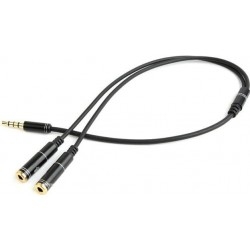 Аудио-кабель Cablexpert 3.5 mm 4-pin-3.5 mm stereo+микрофон, 0.2 м, Black (CCA-417M)