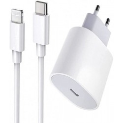 Мережний зарядний пристрій Apple Power Adapter 20W USB-C with cable Type-C to Lightning High Copy White (MHJE3ZM/A|MM0A3)