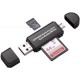 Кардридер 2 in 1 USB 2.0, OTG, MicroSD, MicroUSB, TF, Black