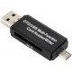 Кардридер 2 in 1 USB 2.0, OTG, MicroSD, MicroUSB, TF, Black - Фото 2