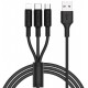 Кабель Hoco X25 Soarer USB to Lightning+Micro+Type-C Black - Фото 1