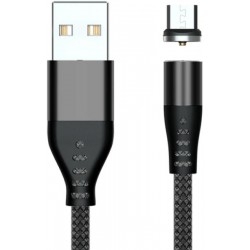 Кабель AUFU LED USB to Micro magnetic 1m Black