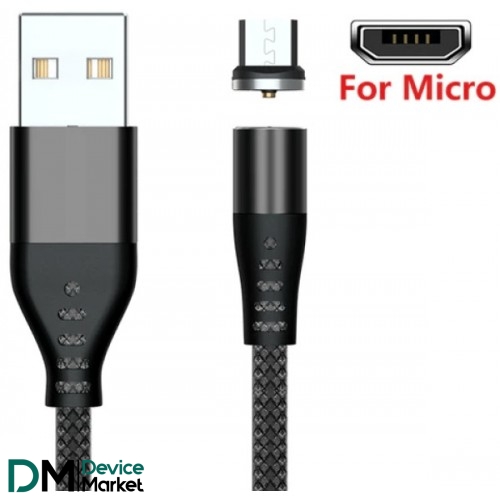Кабель AUFU LED USB to Micro magnetic 1m Black