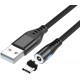 Кабель AUFU LED USB to Micro magnetic 1m Black - Фото 3