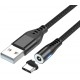 Кабель AUFU LED USB to Type-C magnetic 1m Black - Фото 3