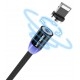 Кабель Keysion LED USB to Type-C magnetic 1m Black