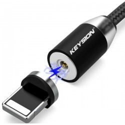 Кабель Keysion LED USB to Lightning magnetic 1m Black