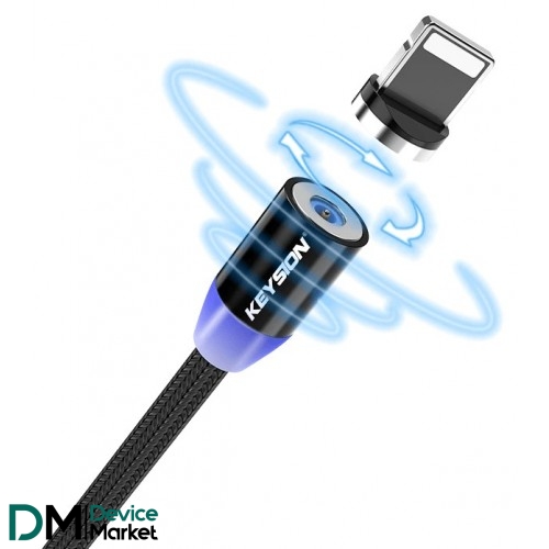 Кабель Keysion LED USB to Micro magnetic 1m Black