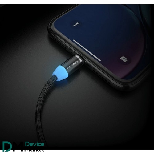 Кабель Keysion LED USB to Micro magnetic 1m Black