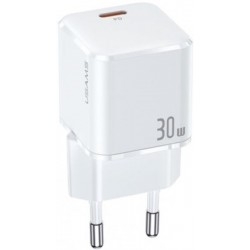 Мережевий зарядний пристрій Usams T45 Super Si Mini USB-C PD&QC3.0 30W 3A White (US-CC148)
