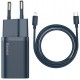 Сетевое зарядное устройство Baseus Super Silicone PD Charger 20W Type-C + cable Lightning Blue (TZCCSUP-B03) - Фото 1