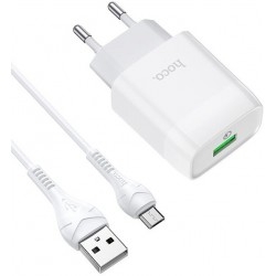 Мережевий зарядний пристрій Hoco C72Q Glorious QC3.0 (EU) with MicroUSB cable White