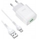 Мережевий зарядний пристрій Hoco C72Q Glorious QC3.0 (EU) with MicroUSB cable White