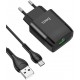 Мережевий зарядний пристрій Hoco C72Q Glorious QC3.0 (EU) with MicroUSB cable Black - Фото 1