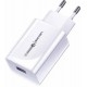 Мережевий зарядний пристрій Usams T22 Single USB QC3.0 18W 3A White - Фото 1