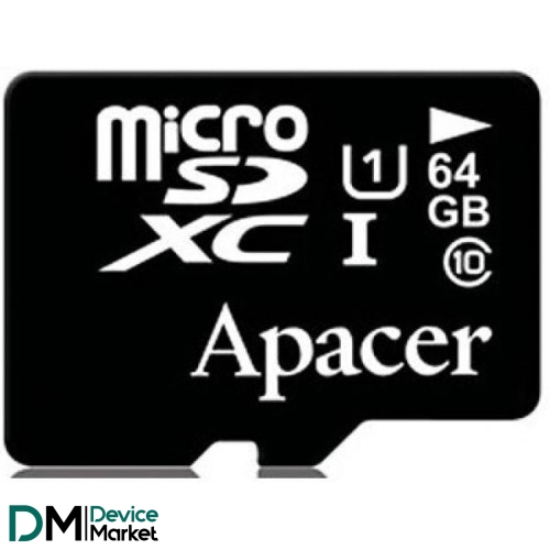 Карта памяти Apacer microSDXC 64GB UHS-1 Class 10 + SD-adapter (AP64GMCSX10U1-R)