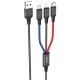 Кабель Hoco X76 3-in-1 Super USB to Lightning+Micro+Type-C 2A 1m Black - Фото 1