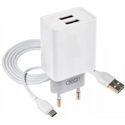 Сетевое зарядное устройство XO L65 Double USB 2.4A + cable Type-C White