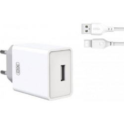 Мережевий зарядний пристрій XO L93 Single USB 12W 2.4A + cable Type-C White
