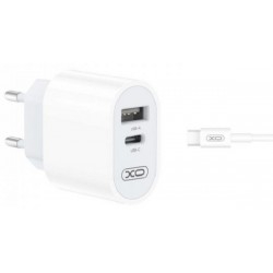 Мережевий зарядний пристрій XO L97 Home USB+Type-C 2.4A 12W White