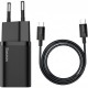 Сетевое зарядное устройство Baseus Super Si Quick Charger 1C 25W EU + cable Type-C to Type-C Black (TZCCSUP-L01) - Фото 1