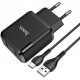 Мережевий зарядний пристрій Hoco N7 Speedy 2USB 10.5W EU + cable Type-C Black - Фото 1