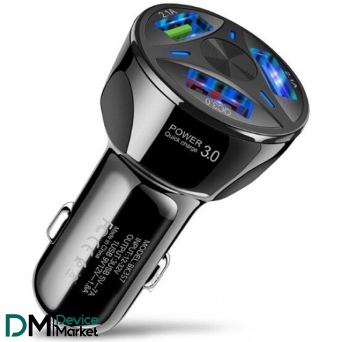 Автомобільний зарядний пристрій Fonken 3USB Quick Charge 3.0 2.1A Black