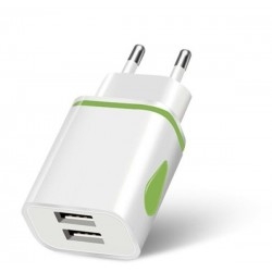 Сетевое зарядное устройство Fonken Charger 2USB 2.1A White/Green