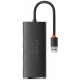 USB HUB Baseus Lite Series 4-Port USB-A (USB-A to 4USB 3.0) 25cm Black (WKQX030001) - Фото 3