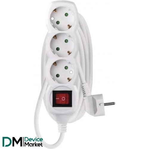 Фільтр живлення Emos з вимикачем 3 розетки 3 м White (P1323)
