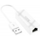 Мережевий адаптер Hoco UA22 Acquire USB to Ethernet (100 Mbps) White - Фото 1