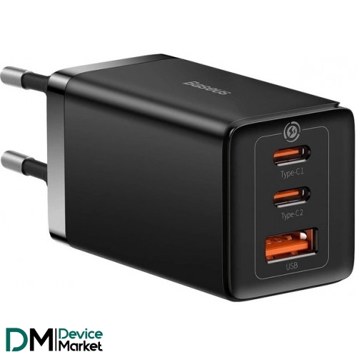 Мережевий зарядний пристрій Baseus GaN5 Pro Fast Charger 2C+U 65W EU + cable Type-C to Type-C Black (CCGP120201)