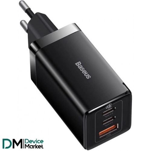 Мережевий зарядний пристрій Baseus GaN5 Pro Fast Charger 2C+U 65W EU + cable Type-C to Type-C Black (CCGP120201)