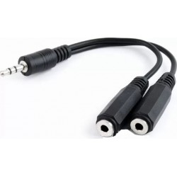 Аудіо-кабель Atcom mini-jack 3.5mm(M) to 2xmini-jack 3.5mm(F) 0.1м, Black (16850)
