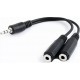 Аудіо-кабель Atcom mini-jack 3.5mm(M) to 2xmini-jack 3.5mm(F) 0.1м, Black (16850) - Фото 1