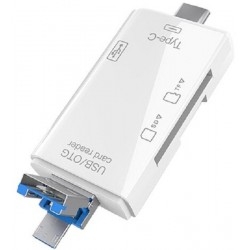 Кардрідер OLAF 6 in 1 OTG/SD Card/TF/MicroUSB/Type-C/USB 2.0 White