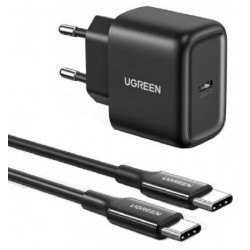 Сетевое зарядное устройство UGREEN CD250 25W Type-C PD Charger + cable Type-C to Type-C 2m Black (50581)