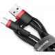 Кабель Baseus Cafule USB to Type-C 3A 1m Red/Black (CATKLF-B91) - Фото 2